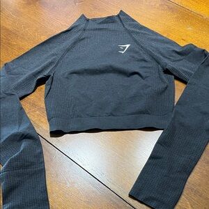 Gymshark Black Textured Long Sleeve Crop Top